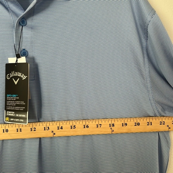Callaway Blue Striped Golf Polo Shirt with Embroidered Logo XL - Picture 8 of 8